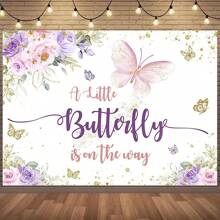 1pc Butterfly Happy Birthday Backdrop Purple Butterfly Kiss And Birthday Wishes Butterfly Blue Rose Flowers, Seasonal Universal Holiday Decorations Party Decorations, Photo Booth Studio, Indoor Outdoor Decoration, Photography Backdrop, Garden Decoration. Widely Used, Multiple Sizes.