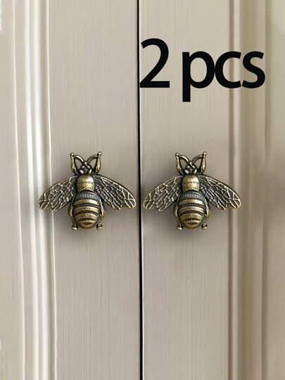 Bee Cabinet Handles, 2 Retro Zinc Alloy Metal Drawer Handles, Antique Polished Furniture Knobs, Retro Honeycomb Style Bar Hardware, Used For Home Decoration And Kitchen Cabinets
