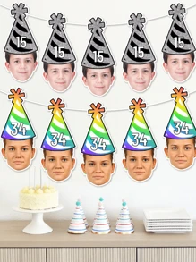 Custom Head Birthday Banner, Custom Birthday Photo Banner, Face Banner, Personalized Birthday Banner Any Age Custom Christmas Party Banner Holiday House Banner - Multicolor - View 4