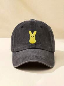 1pc Easter Rabbit Print Washed Baseball Cap, Adjustable Outdoor Sun Protection Casual Hat, Suitable For Spring/Autumn Travel, Beach Vacation, Young Men, Y2K Style - Multicolor - View 14