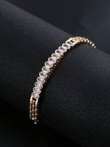 1pc Minimalist High-End Synthetic Cubic Zirconia Bracelet, Lightweight Luxurious Design For Daily Wear, Dates, Weddings, And Parties