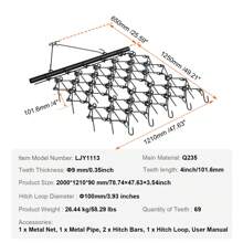 Drag Harrow, 4''x5.6''/4'' X 5''/4''x4'' Heavy-Duty Chain Harrow, Q235 Steel ATV UTV Tractor Attachments Field Drag Mat For Sod Prepping, Seeding Lawns, Landscape Leveling, Harrow Rake For Gravel Driveway Yard - 4x4ft Steel wire - 查看 7