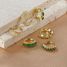 3 szt. 18-karatowe pozłacane błyszczące cyrkonie kolczyki koła zestaw dla kobiet biżuteria vintage, odpowiednie na imprezę, święta, randkę lub wesele