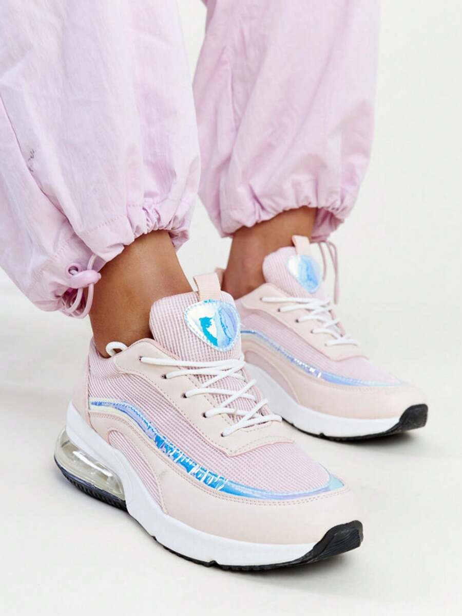 Gemre Women's Contrast Color Chunky Sole Casual Daily Comfortable Sports Sneakers - Pink - View 1