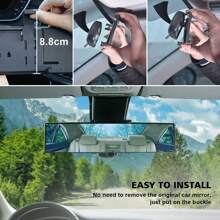 11.81 Inch Panoramic Convex Rearview Mirror - For Car, SUV And Truck Use, Clip On Wide-Angle, Reducing Blind Spots