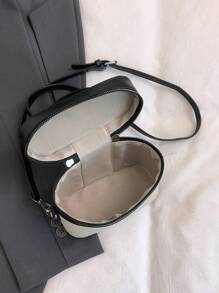 Mini Solid Color Riveted Punk Style Asymmetric Shoulder Boxy Bag
