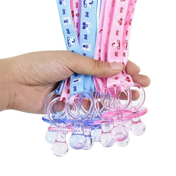 1/10pcs Acrylic Pink Blue Pacifiers Necklace For Clear Shower Gender Reveal Party Table Decoration Cute Transparent Pacifiers For Party Favors, Scatter Decorations, Necklace Game