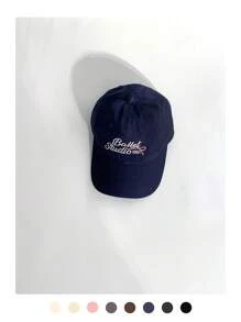 1 件软顶刺绣字母拼色棒球帽，可爱蝴蝶结设计，百搭休闲刺绣遮阳帽，适合女士 - 彩色 - 查看 7