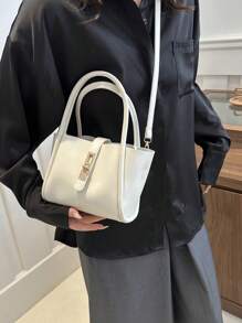 Bolso de mano con bandolera versátil de mujer en unicolor de PU de moda, con monedero pequeño