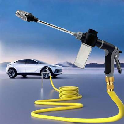 1Set Car Wash Nozzle High Pressure Foam Spray Gun Bottle Garden Nozzle Sprayer, Multiple Modes Household High Pressure Cleaning Gun Flexible Adjustable With Container For Watering Jet Power Cleaning