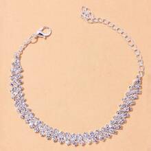1pc Eye-Catching Rhinestone Foot Chain, Sexy Versatile Sparkling Beach Jewelry Accessory - Multi-layer - View 5