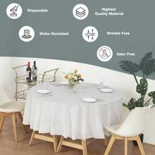 12pcs Round Plastic Tablecloths, Premium Plastic Disposable Tablecloths, Suitable For Easter Holiday Use