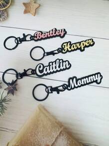 1 chaveiro de acrílico personalizado faça você mesmo, chaveiro personalizado com nome em inglês de camada dupla, chaveiro de acrílico personalizado com nome, pingente de letra personalizado para bolsas, presente para mulheres - Chaveiro preto - Ver 10