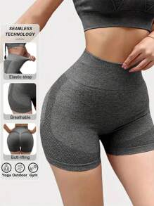 女式无缝高腰塑身运动瑜伽短裤提臀时尚短裤运动健身服透气吸湿排汗面料弹力修身女式健身短裤
