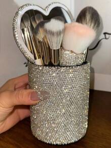 1 pezzo Portapennelli per trucco in cristallo scintillante, organizer per strumenti cosmetici, portapenne, decorazione da scrivania, regalo per compleanni, feste, Natale, Ringraziamento, per famiglia e amici