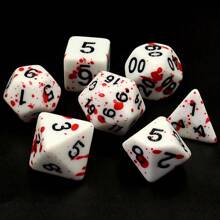 7pcs Acrylic Multi-Faceted Dice With Number Designs, 3 Colors With Red Dotted Pattern