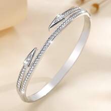 1 件时尚闪亮锆石手链，奢华优雅配饰，适合送礼、日常佩戴、聚会、约会、婚礼和宴会 - 銀色 - 查看 10