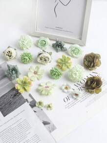 20pcs Fake Flower Head Set Plus Box Artificial Rose Daisy Flower Head For DIY Garland Flower Bouquet Wedding Crafts Bridal Party Shower Home Decoration Wedding Car Shoes Hat