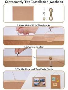 Cork Board Bulletin Board,17"X 12" Cork Board For Office With Pin Oak Wood Boards,Hanging Corkboards For Office Home School Message Board Or Vision Board Decoration. - Oak - 查看 3