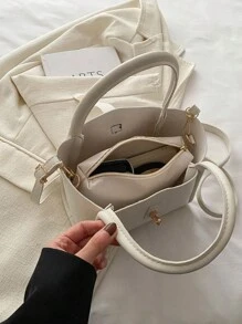 Bolso de mano con bandolera versátil de mujer en unicolor de PU de moda, con monedero pequeño