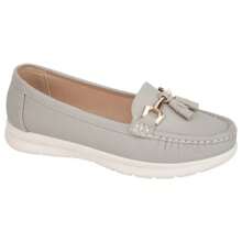 Women's Comfort Moccasin Shoe With Hardware, Design In Gray Synthetic Napa And Round Last - 灰色 - 查看 1