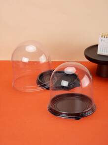 10 Pcs Round Cake Carriers For Transporting Plastic Disposable Cake Containers With Dome Lids And Cake Boards Clear Cake Boxes (4 Inch) - Black - View 2