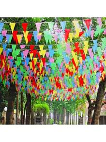 100M Multicolored Triangle Flags Bunting Party Banner Triangle Garland For Wedding Shop Street Decor Garden Decor