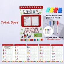 Set de 5 cuadernos reutilizables para practicar caligrafía (cuaderno + bolígrafo borrable), con series numéricas/series de letras para practicar caligrafía, desarrolla el cerebro, mejora el enfoque de aprendizaje, tema en inglés/español, mejora el pensamiento lógico y la coordinación mano-cerebro, libreta de recompensa de aprendizaje, regalo pequeño, regalo de vacaciones - Multicolor - Ver 13