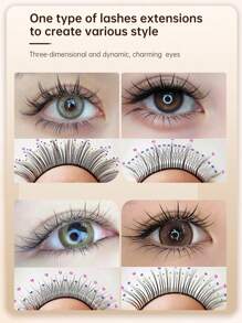 yelix 12排B/C/CC/D/L卷翘柔软浓密山茶花睫毛延长自然经典3D俄罗斯仿貂假睫毛预制优质羊绒单根睫毛美容沙龙简易扇形0.07粗度睫毛科技用品24小时约会魅力睫毛簇、睫毛簇、单根睫毛、睫毛、假睫毛 - 黑色 - 查看 3