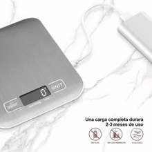Bascula Digital Cocina USB Recargable(10kg/1g),Bascula gramera,BáScula ElectróNica,BáScula PrecisióN,Pantalla Lcd,Acero Inoxidable,Incluye 2 Baterías AAA,alimentos,Joyas,Cafe,Balanza - Blanco - Ver 4