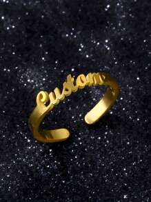 Un anillo ajustable personalizado con nombre, de estilo abierto y sencillo, joyería de moda para chicas, para uso diario - El mejor regalo para otros