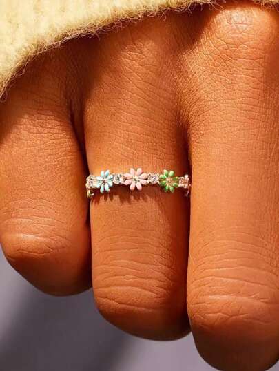 1 peça S925 prata esterlina pequeno e fresco anel margarida para mulheres joias finas femininas presente de festa presente de aniversário uso diário