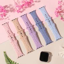 Correa grabada para de 46 mm, 42 mm, 44 mm, 45 mm, 41 mm, 40 mm, 49 mm, 38 mm, pulsera de silicona con estampado floral para Series 10, 8, 9, 7, SE, 4, 5, 6, Ultra 2, accesorios para mujeres y hombres