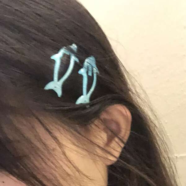 1pc Cute Dolphin Shaped Blue Hair Clip, Simple Fashion Hair Accessory For Women, Casual & Refreshing