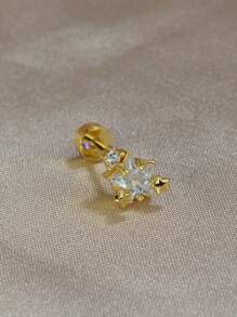 1Pc Stainless Steel Crystal CZ Star Studs Earrings For Women Men Helix Tragus Cartilage Rook Flat Lobe Conch Anti Tragus Piercings Jewelry