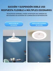 Ceiling Fan Light Fan, Universal E27 Lamp Holder With Remote Control, 3 Speed Gradual Wind Silent Light For Living Room. - White - View 8
