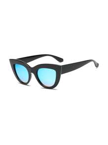 1 pieza Gafas de sol de moda para mujer con montura de plástico gruesa estilo ojo de gato, retro sexy, casual, clásica, simple, estilo hip hop, uso diario o deportes al aire libre