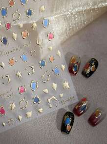 1 st. Metalen textuur nagel charme stickers DIY kunst Franse stijl 3D nagel kunst decoraties