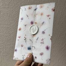 20pcs Floral Leaf Pattern Kraft Paper, Suitable For 5x7 Inch Wedding Invitations, Kraft Paper Envelopes, Custom Kraft Paper Packaging Invitations, Summer Birthday Gifts, Beach Theme Back To School Supplies, Classroom Decor - Multicolor - View 3