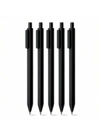 5pcs Black Gel Pens, 0.5mm Medium Point Black Ink, Original Design, Fast-Drying & Visually Appealing For Note Taking, School & Office Supplies, Cute Stationery Back To School