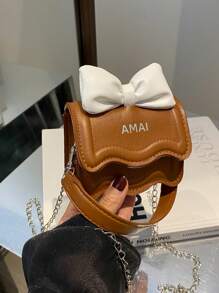 1pc Mini Girl Messenger Bag, Bow Bag, Bag Net Celebrity New Messenger Bag Cute Bow Shoulder Bag Versatile Princess Coin Purse, Childlike Cute, Daily Matching, Suitable For Shopping, Travel Daily Use.