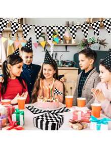 10/30米赛车旗横幅赛车生日装饰派对旗帜横幅彩旗花环旗帜派对礼品悬挂用品 - 黑與白 - 查看 3