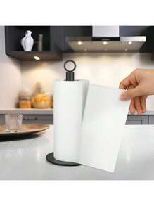 1pc Stainless Steel Kitchen Roll Paper Towel Holder Bathroom Tissue Stand,With Non-Slip Weight Base, Suitable For Kitchen And Bathroom