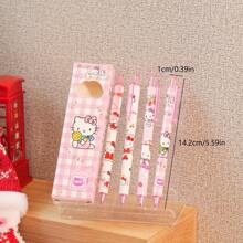 Sanrio 1 caja/4 piezas Juego de bolígrafos de gel Sanrio de 0.5 mm, de secado rápido y suave, bolígrafo de prensa adecuado para útiles escolares y de oficina, con diseños de Hello Kitty, Pudding Dog, Kuromi y otros patrones de dibujos animados, ideal como regalo para estudiantes