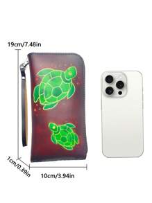 Men's And Women's Genuine Leather Long Wallet Lightweight Credit Card Holder With Zipper For Women Vintage Cute Animal Coin Purse For Summer - Brown - View 6