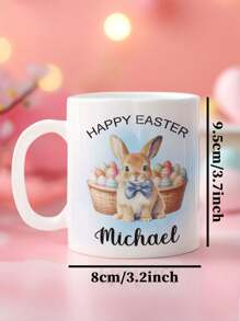 1 szt. 11 oz. spersonalizowane kubki wielkanocne, kubki do kawy ze spersonalizowanymi imionami i królikiem - spersonalizowane kubki. Mogą być używane jako prezenty, wyjątkowe prezenty dla członków rodziny