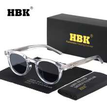 HBK Lunettes rétro rondes HBK avec branche en métal. Monture mode cool pour hommes. Idéal pour les activités de plein air, les fêtes, les voyages, la conduite, les vacances à la plage et l'utilisation casual. Décoration photo, cadeau parfait pour les vacances à la plage, les activités de plein air et les voyages, livré en emballage complet.