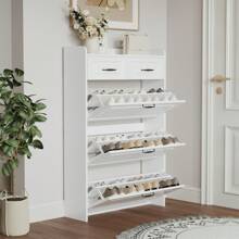 MoolSun Large Capacity Shoe Cabinet With 3 Doors 2 Drawers,Large Space Storage Shoes Cabinet For Entryway,Shoe Rack For Front Door Entrance,Home Decor Entryway Shoes Cabinet,A Storage Master That Can Be Used As A Fashion Gift - 白色 - 查看 2