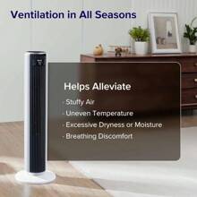 LEVOIT Ventilador de torre Classic 36 pulgadas blanco, 7.6 m/s, 28 dB, control remoto, temporizador, 5 velocidades, 1062 CFM, para dormitorio - 1 - Ver 8