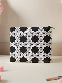 1 件/4 件化妆包套装，黑色花卉印花大容量化妆包，便携式化妆品收纳盒，旅行洗漱包，旅行袋，海滩，游泳池，泳装，收纳化妆包